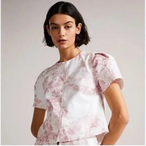 Ted Baker Jonett white denim patterned top